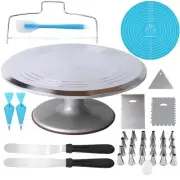 12 Inch Aluminium Alloy Revolving Cake Stand, Rotating Cake Turntable for Cak...