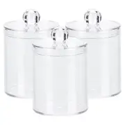 3pcs Small Cotton Swab Ball Pad Holder, 10 Oz Apothecary Jar Clear Makeup Organizer, Bathroom Containers Dispenser