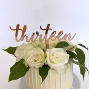 Acrylic Rose Gold 'Thirteen' Birthday Cake Topper