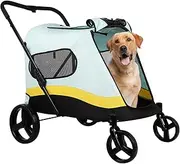 Extra Large Dog Stroller with a Maximum Weight of 176 lbs, Oversize Pet Stroller for Large Dogs, One-Button Folding Design, 360° Front Wheel Rotation and Rear Wheel Braking System, Breathable Mesh