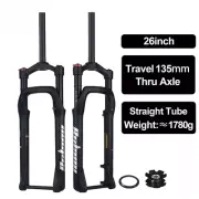 26inch Snow Bike Fat Front Fork Thru Axle 135*15mm MTB Bicycle 135mm Travel