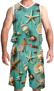 [KQNZT] Basketball Jersey and Shorts, Basketball Jersey for Women, Athletic Shirts for Team Scrimmage, Starfish Shell Conch Ocean Summer