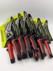 New Lot Of 6, Aviation Snips, Long Cut Offset Left, Drop Forged, Serrated Blades