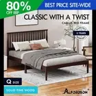 ALFORDSON Bed Frame Wooden Queen Size Timber Base Platform Walnut CAELUS