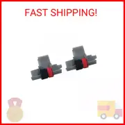 Package of Two Casio HR-100TM and HR-150TM Calculator Ink Roller, Black and Red,