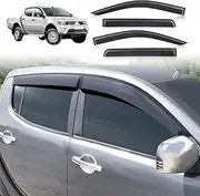 Weather Shields for Mitsubishi Triton ML MN Accessories 2006-2015 Dual Cab, Weathershields Window Visors Wind Deflectors Rain Guard Shield Injection Tinted Black Car Exterior, 4PCS