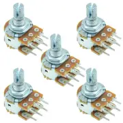 5 x 5K Reverse Logarithmic 16mm Stereo Splined Potentiometer