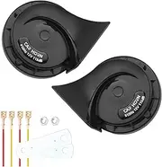 2PCS Super Loud Car Horns Kit with Wires/Brackets/Nuts,105-115dB Horns for Car for Damaged Horn Replacement,Universal Waterproof Electric 12V Horn for Car Truck SUV (Black)
