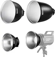 NEEWER 7" Standard/10 Medium/11 Deep Focus Reflector Set, 55°/65°/45° Bowens Mount Reflector Diffuser Lamp Shades Compatible with Godox Compatible with Aputure NEEWER Studio Light Strobe Flash, FR18