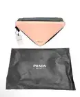 Prada Triangle Clutch Bag Cosmetic Pouch Pink & Black NWT