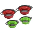 Collapsible Colander 4 Pcs Silicone Foldable Strainer 2 Green 8in 2 Red 9.4in