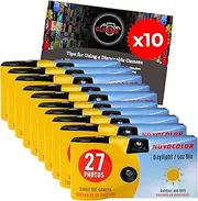Disposable Camera Bundle with Novocolor Daylight Single Use Camera 27 Exposures and Clikoze Photography Tips Card 10 Units