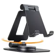 360 Rotating Cell Phone Stand, Fully Adjustable Foldable Desktop Phone A-Black
