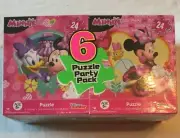 6 Puzzle Party Pack- 2 Minnie, 2 Shimmer Shine, Disney Princesses, and Elena New