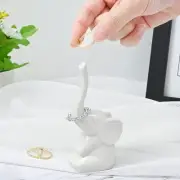 Ceramic White Elephant Ring Holder 1.77x4.72inch Small and Cute Versatile