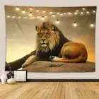 Golden Lion Expression 3D Wall Hang Cloth Tapestry Fabric Decorations Decor