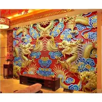 在飛比找蝦皮商城精選優惠-客廳裝飾畫 壁紙 墻貼 立體壁紙 壁佈3d立體佛教墻紙木雕浮