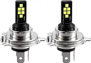 X AUTOHAUX H4 Fog Lights Bulbs Headlight Bulb 80W Power 12 LED 3030 Chips Auto LED Car Driving Running Lamp Bright Waterproof Aluminum White (Set of 2)