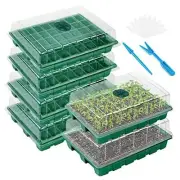 6 Pack Seed Starter Tray Kit 40 Cells Seedling Trays with Humidity Dome Green