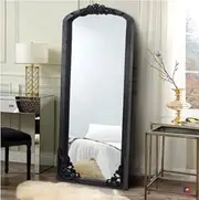 Primrose Full Length Arched Mirror 60x182cm Black Wood Frame HD Glass, Classic Vintage Design for Bedrooms Dressing Rooms Entryways Hallways Timeless Functional Décor