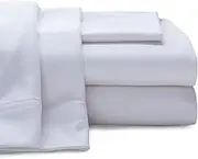 Baltic Linen Company Cotton Jersey Sheet Set, Flannel, White, Queen