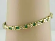5Ct Princess Cut Simulated Emerald Diamond Bangle Bracelet925 Silver Gold Plated