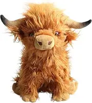 9.8inch Simulation Highland Cow Plush Toy Soft Stuffed Animal Doll Realistic Scottish Highland Cattle Plushies