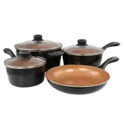 Gibson Home Armada 7 Piece Carbon Steel Nonstick Cookware Set in Black & Copper