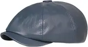 [Lifup] Men Women Newsboy Flat Cap PU Leather Gatsby Ivy Beret Cap, Blue 1, One Size