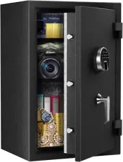 WASJOYE Fireproof Safe Box with Digital Keypad, Fire-Resistant Security Safe for