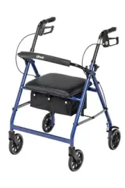 DAYS Aluminum Folding Rolling Walker Rollator Cushion Seat Black NICE!