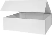 OBMMIRAO Upgrade 1PCS White Hard Extra Large Gift Box with Lid,17 x14 x5.5 Inch, Magnetic Gift Boxes for Clothes Robe Wedding Dress Sweater and Gifts,Reusable Foldable Bridesmaid Proposal Box