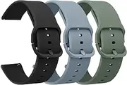 Meliya 3-Pack Silicone Bands Compatible for FITVII HM57 / FITVII H56 Smart Watch Band, Soft Silicone Sport Adjustable Replacement Straps for FITVII HM57 / H56 Smartwatch (Black+Blue Gray+Cactus)