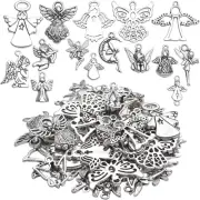 Angel Pendant Charms,56Pcs Antique Silver Angel Charms Alloy Tibetan Crafts Supp