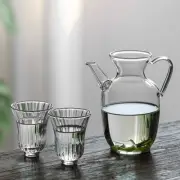 Heat-Resistant Glass Pitcher with Two Matching Cups – Elegant Drinkware Set F/S