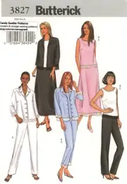 Butterick 3827 Shacket w Hemline Trim, Top, Skirt & Pants Sz 6-10 UNCUT Pattern
