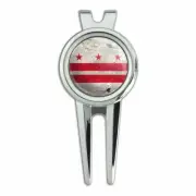 Rustic Washington DC State Flag Golf Divot Tool Ball Marker