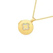 9ct Gold Two Tone Clover Circle Locket