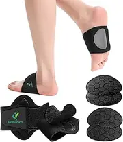 Arch Support Sleeves for Plantar Fasciitis Relief | Upgraded Adjustable Non-Slip Foot Arch Support | Removable Arch Support Pads for Flat Feet High & Fallen Arch Unisex | Pair (Black)
