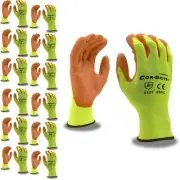 Cordova Cor-Brite 13-Gauge Gloves, Yellow Polyester Shell, Orange Polyurethane P