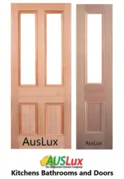 AusLux Victorian Flat Panel glass solid timber house door with Beading many size