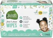 Seventh Generation Baby Wipes, Free & Clear Unscented and Sensitive, Gentle as Water, Refill with Tape Seal, 128 Count