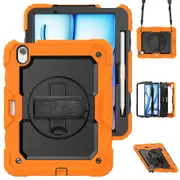 MCC Shockproof iPad Air 11" 2024 M2 Strap Rugged Case Cover Apple 6th Gen 6 [Orange]