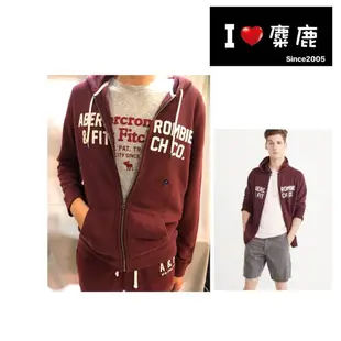 A&F 麋鹿LOGO英文字 男生 標誌連帽外套 Abercrombie&FITCH 我愛麋鹿 AF正品專賣