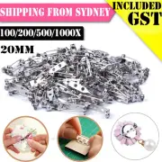UP 1000X 20mm Brooch Backs Safety Bar Pins Craft Catch Badge Fasteners Jewellery