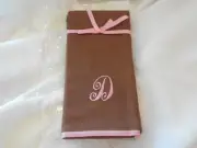 RUB A DUB DUB- INITIAL (D) SET OF 4 20X20' BROWN/PINK 100%COTTON NAPKINS
