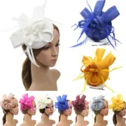 Horse Races Feather Fascinator Mini Hat Mesh Ribbon Bowknot Wedding Headpiece