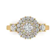 14K Yellow Gold Halo Promise Ring, 1.4 ct Round Cut Simulated Diamond