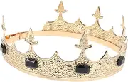Baluue Antique Royal Crown for Men for Halloween Prom Elegant Jeweled Headband Fit for Parties Pageants Comfortable Design