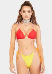 [Now Cool] The Red Contrast String Bikini Top